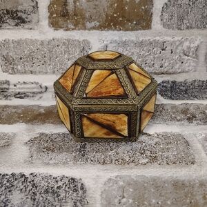 Vinta Geometric Jewelry Box with Brass Accents